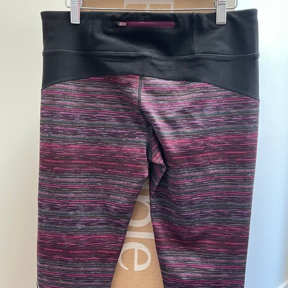 Running Room Fit-Wear Striped Crop Capri Length Leggings Pink Purp Blk Gray Sz M - Picture 9 of 13
